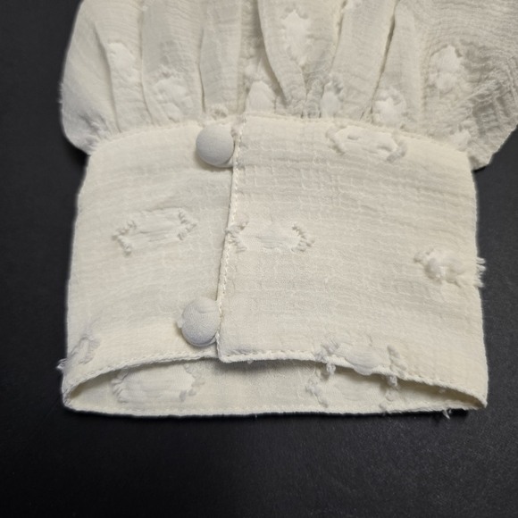 ASOS DESIGN Top High Neck Sheer Boho Textured Cream Material Tie Size 8 - Picture 14 of 16